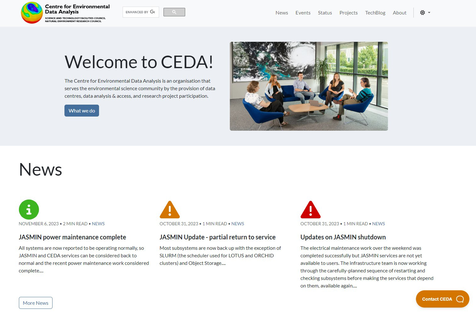 The new front page of the CEDA website